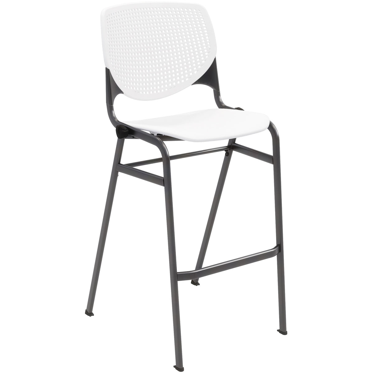 KFI Barstool Chair - White Seat Color - Polypropylene Seat Material - White Back Color - Aluminum Alloy, Polypropylene B