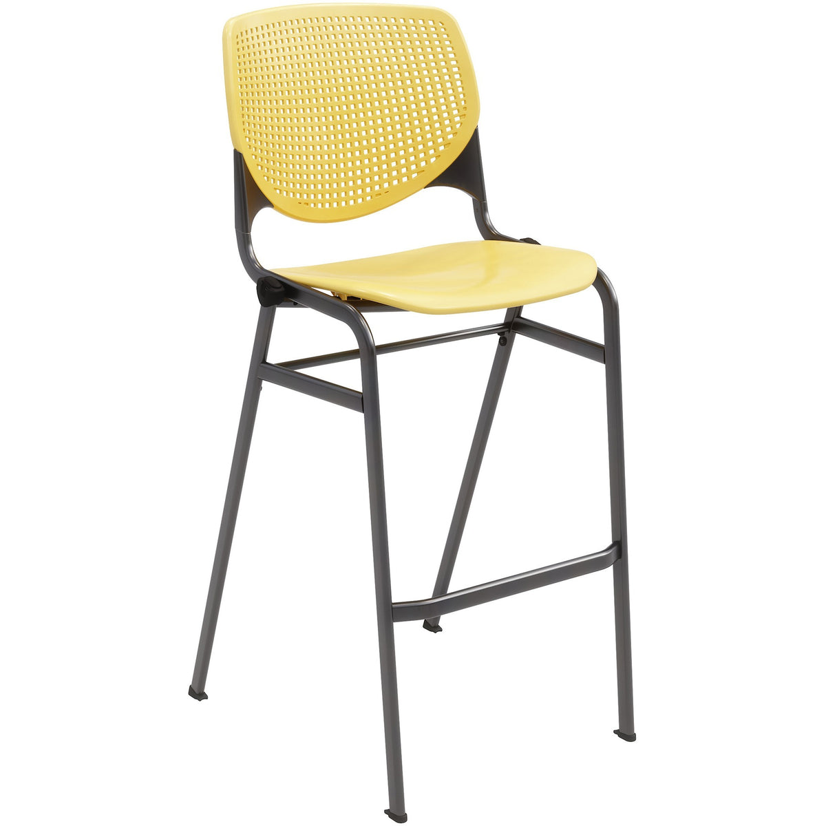 KFI Barstool Chair - Yellow Seat Color - Polypropylene Seat Material - Yellow Back Color - Aluminum Alloy, Polypropylene