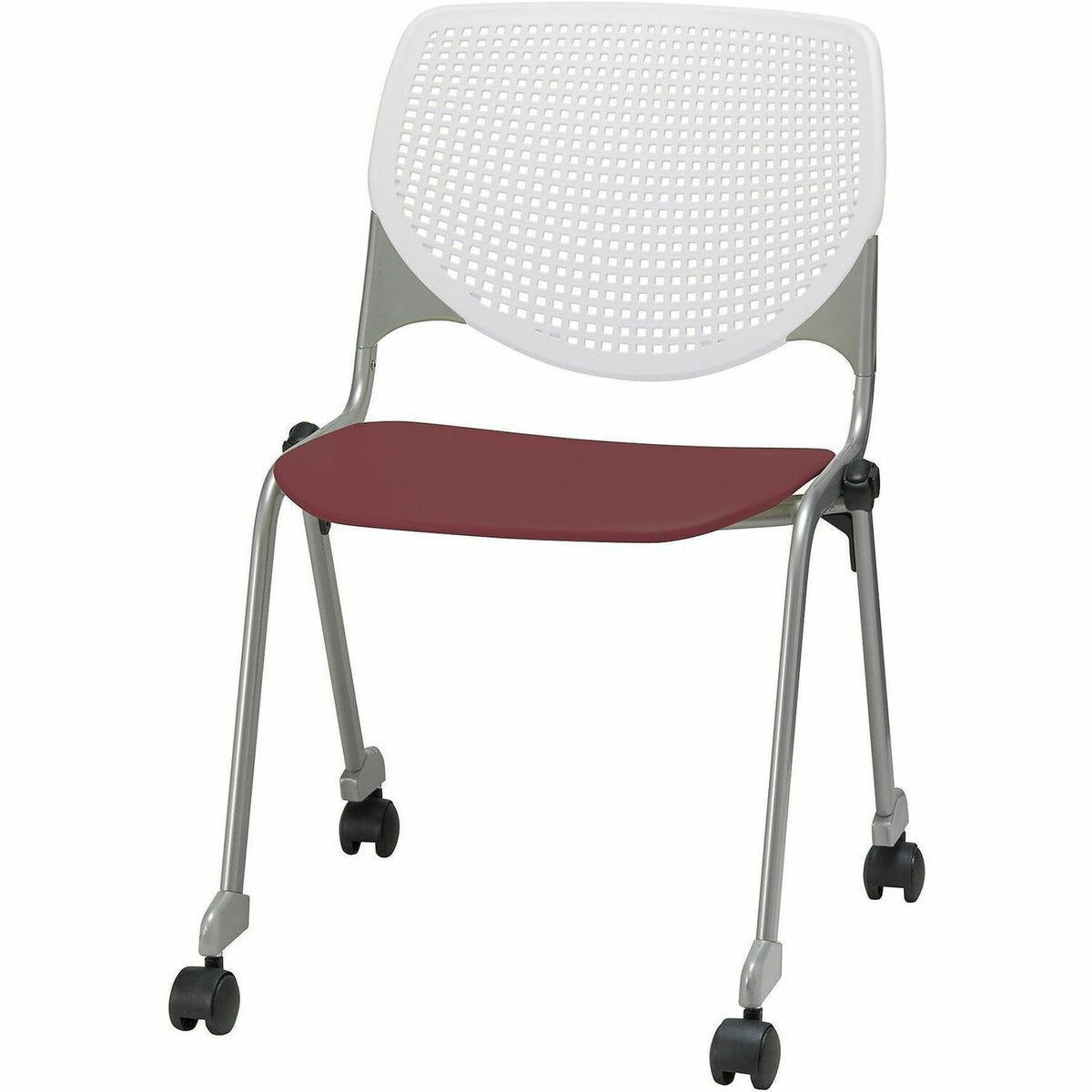KFI Stacking Chair - Burgundy, White - 1 Each