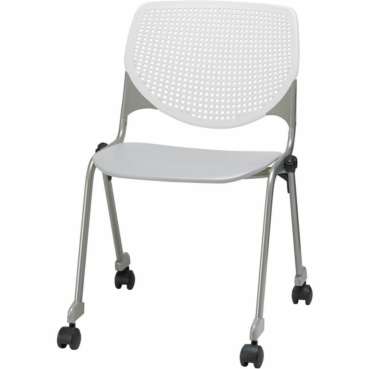KFI Stacking Chair - Light Gray, White - 1 Each