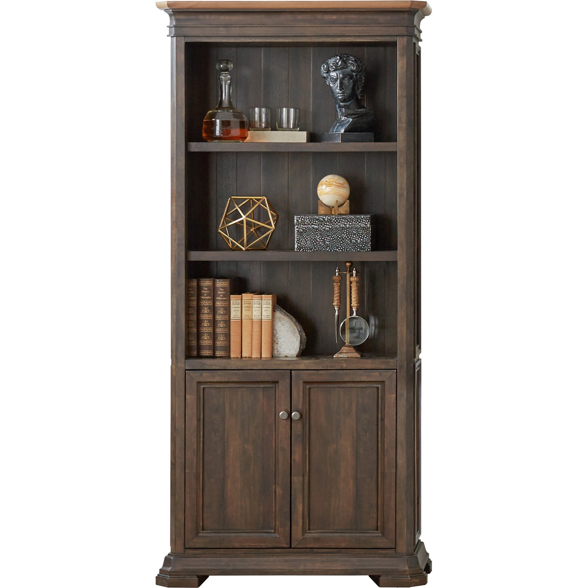 Martin Sonoma Veneer Bookcase - 14" Height x 36" Width x 78" Depth - 2 Door(s) - 3 Adjustable Shelf(ves) - Material: Woo