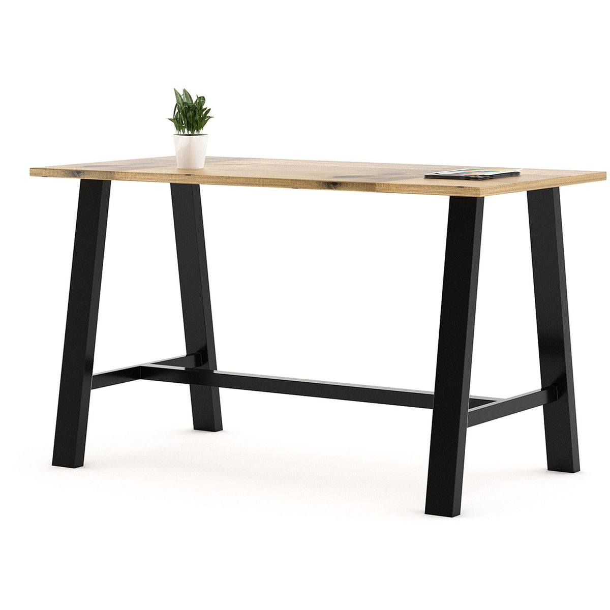 KFI Midtown Base Cafe Table - Rectangle Top - Sawhorse Leg Base - 4 Legs - 72" Table Top Length x 36" Table Top Width -