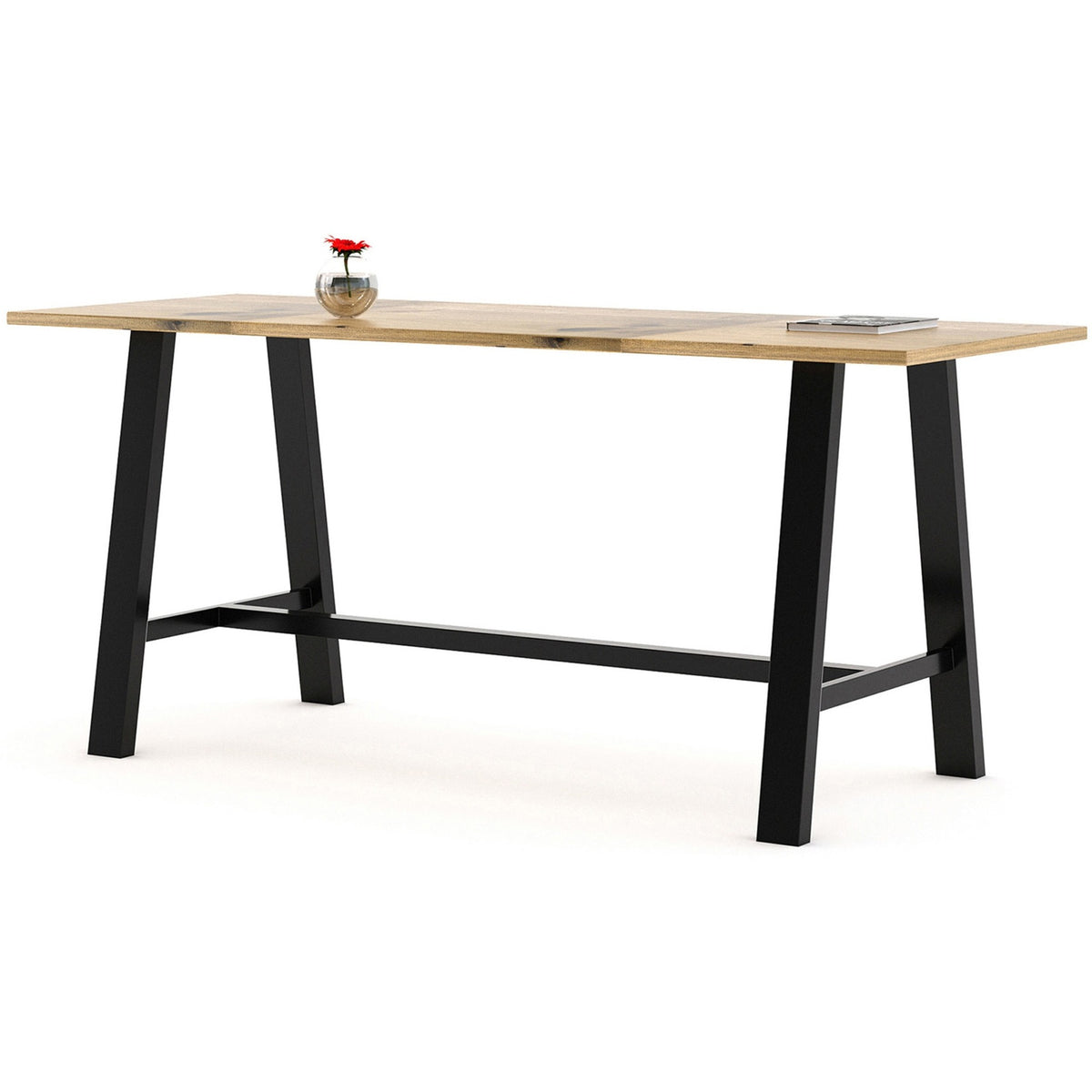 KFI Midtown Base Cafe Table - Rectangle Top - Sawhorse Leg Base - 4 Legs - 84" Table Top Length x 36" Table Top Width -