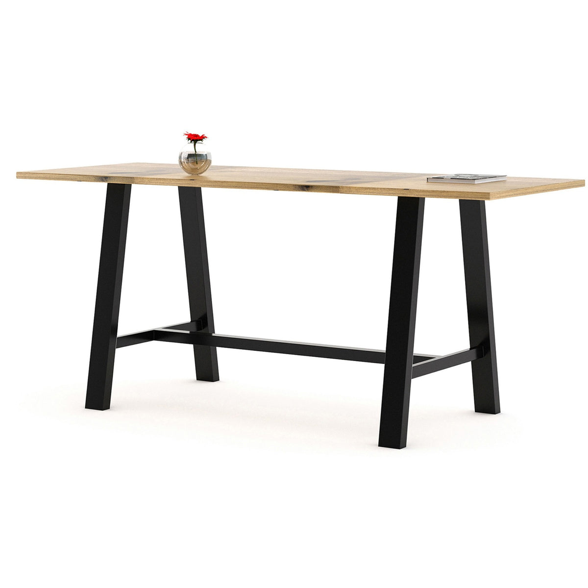 KFI Midtown Base Cafe Table - Rectangle Top - Sawhorse Leg Base - 4 Legs - 96" Table Top Length x 36" Table Top Width -