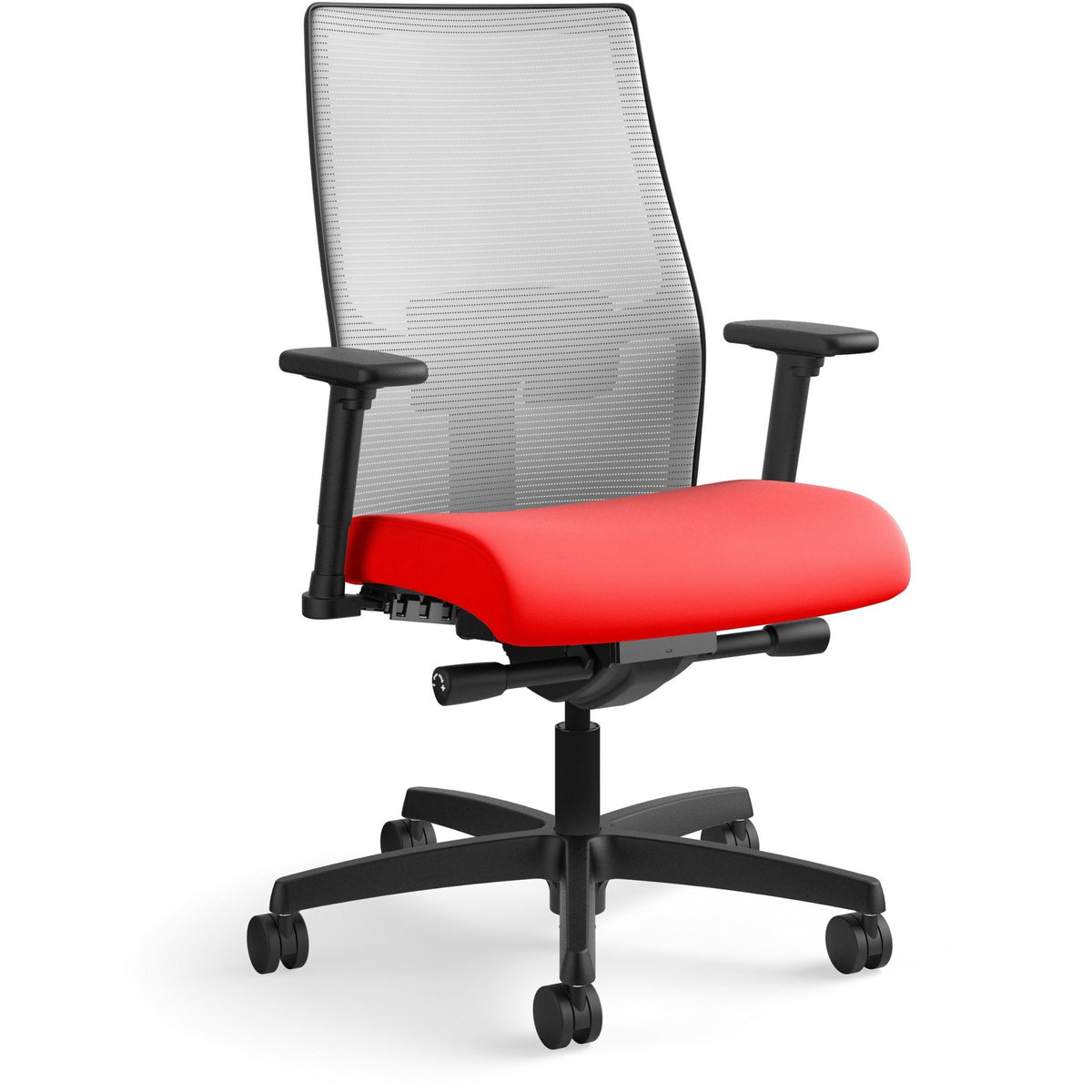 HON Ignition 2.0 Chair - Ruby Seat Color - Fabric Seat Material - Fog Back Color - Mesh Back Material - Black Frame Colo