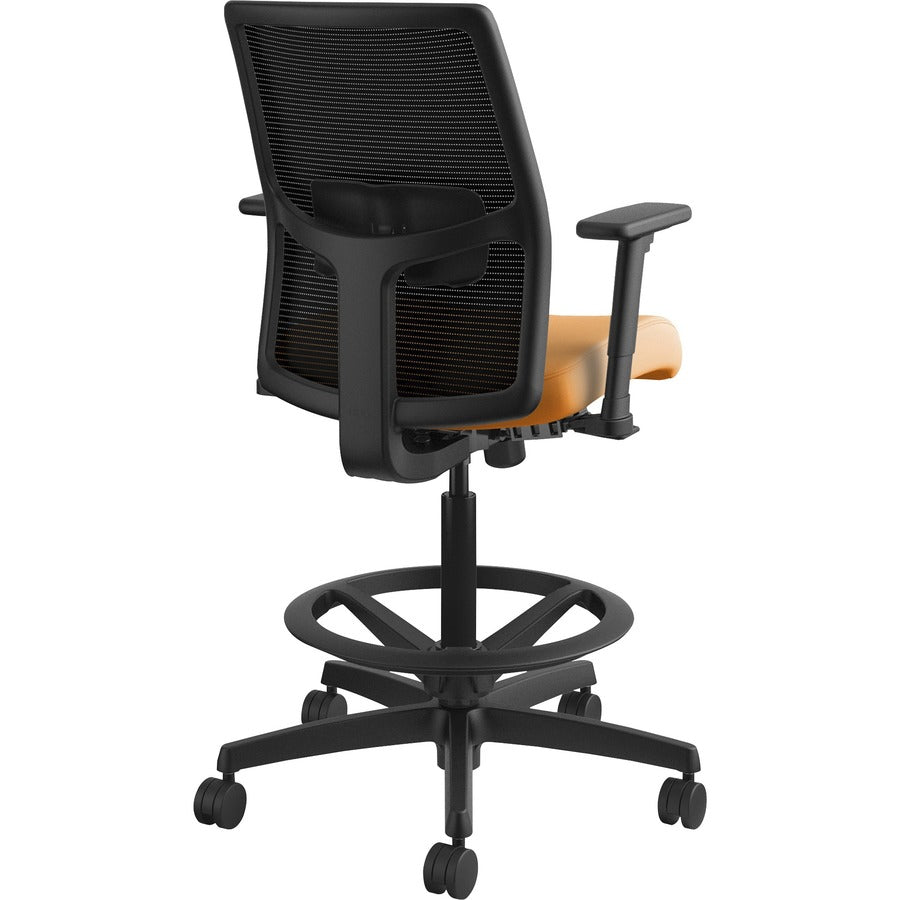 HON Ignition 2.0 Sitting Stool - Apricot Seat Color - Fabric Seat Material - Black Back Color - Mesh Back Material - Bla