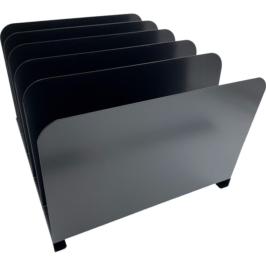 Huron Vertical Desk Organizer - 5 Compartment(s) - Vertical - 7.75" Height x 11" Width x 12.50" Depth - Durable - Black