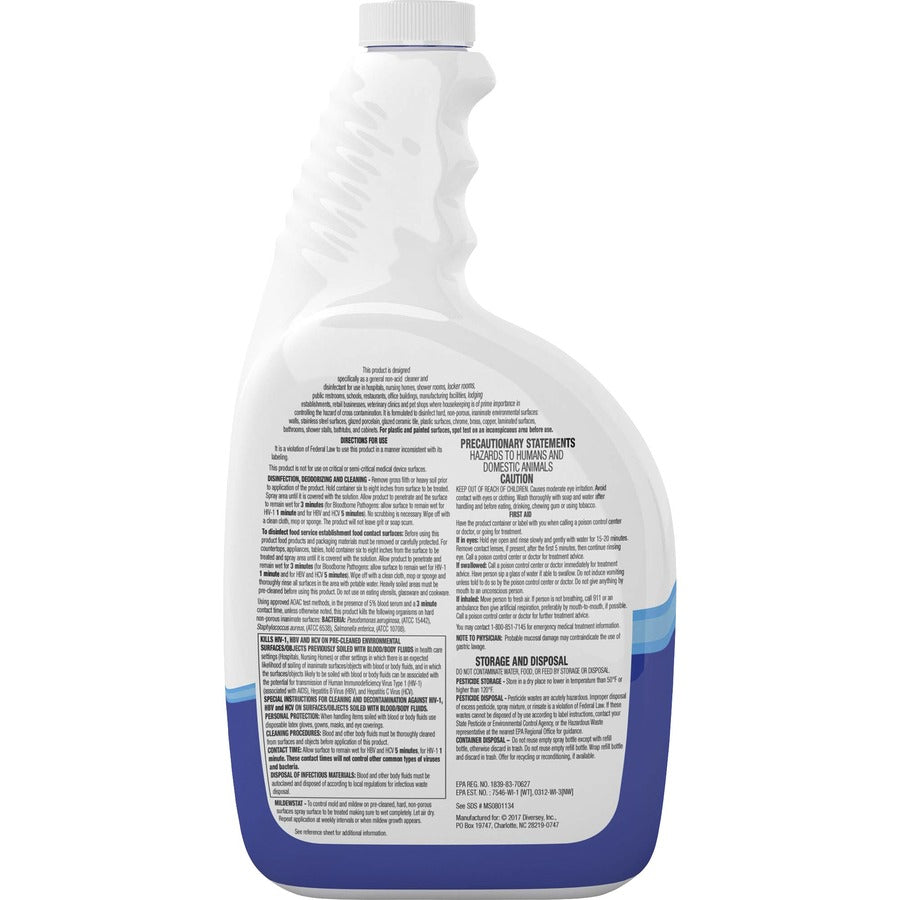 Diversey All-Purpose Virex Disinfectant Cleaner - Ready-To-Use - 32 fl oz (1 quart) - Citrus Scent - Deodorize, Odor Neu
