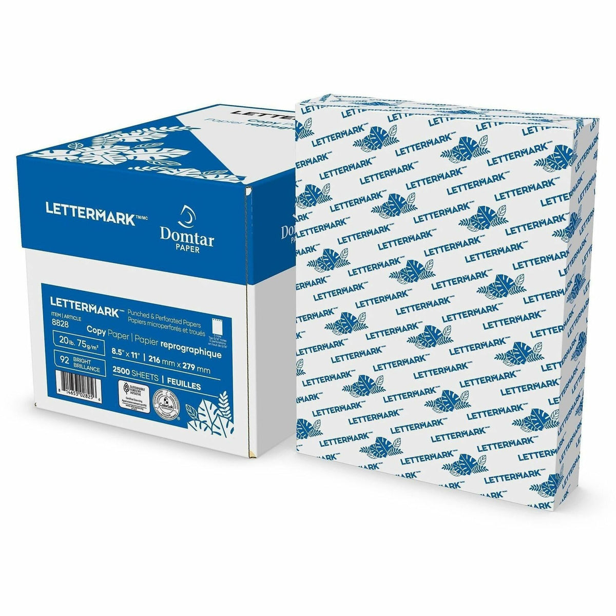 Lettermark Punched Copy Paper - 5-Hole Punched - 92 Brightness - Letter - 8 1/2" x 11" - 20 lb Basis Weight - 75 g/m² Gr
