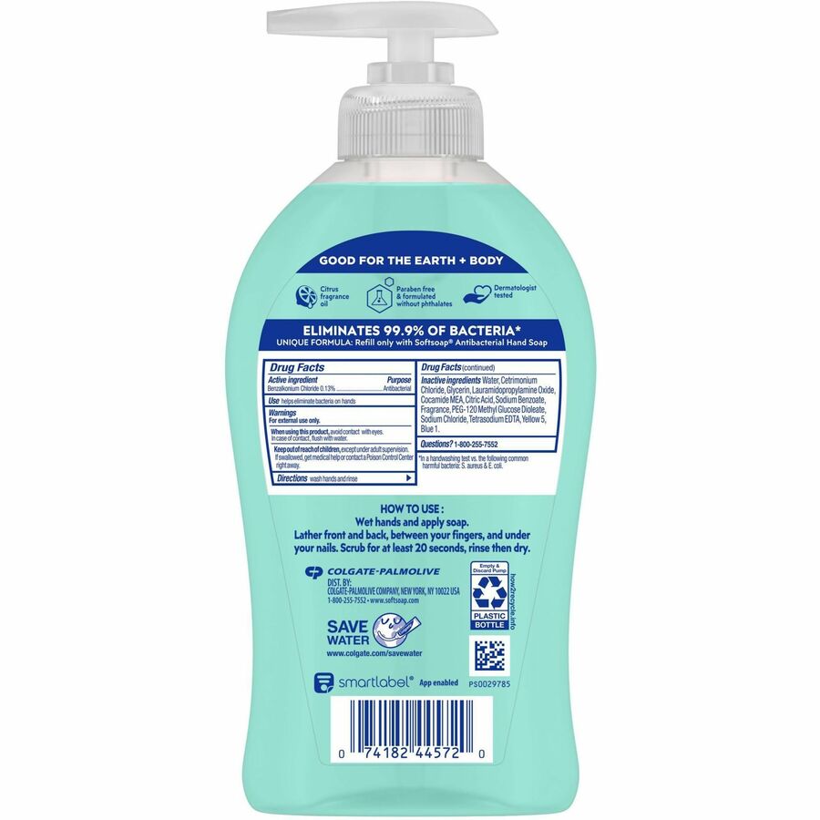 Softsoap Antibacterial Soap Pump - Fresh Citrus Scent - 11.25 fl oz - Pump Bottle Dispenser - Bacteria Remover - 6 / Car