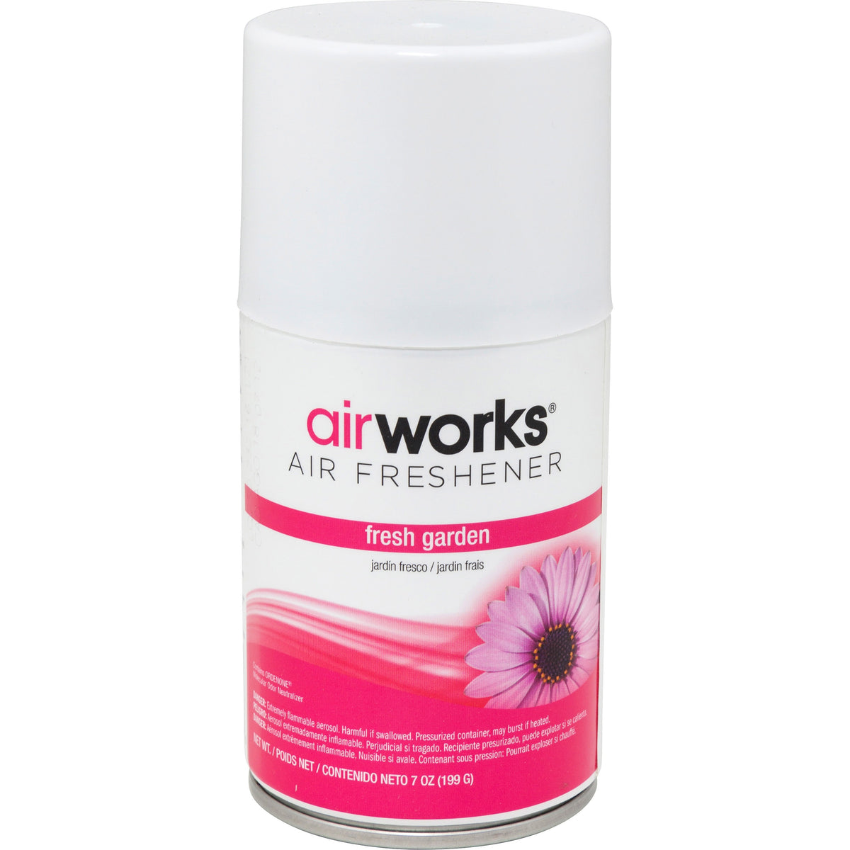 AirWorks Metered Aerosol Air Freshener - Fresh Garden - Aerosol - 6000 ft³ - 7 fl oz (0.2 quart) - Fresh Garden - 30 Day