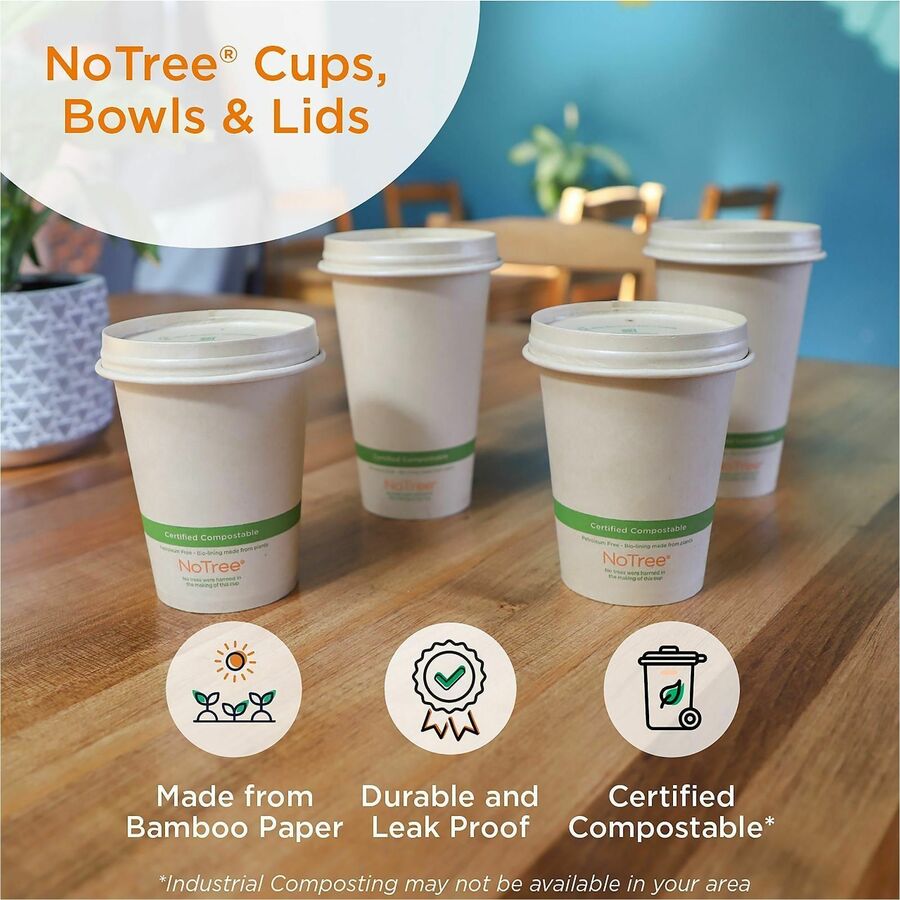 World Centric Compostable NoTree Paper Bowl - Ice Cream, Salad, Soup, Fruit - 3.4" Diameter - Natural - Paper, Sugarcane