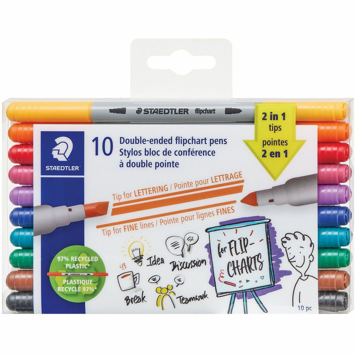 Staedtler Double-ended Dry Erase Pens - Assorted Ink - Dry - 10 / Pack