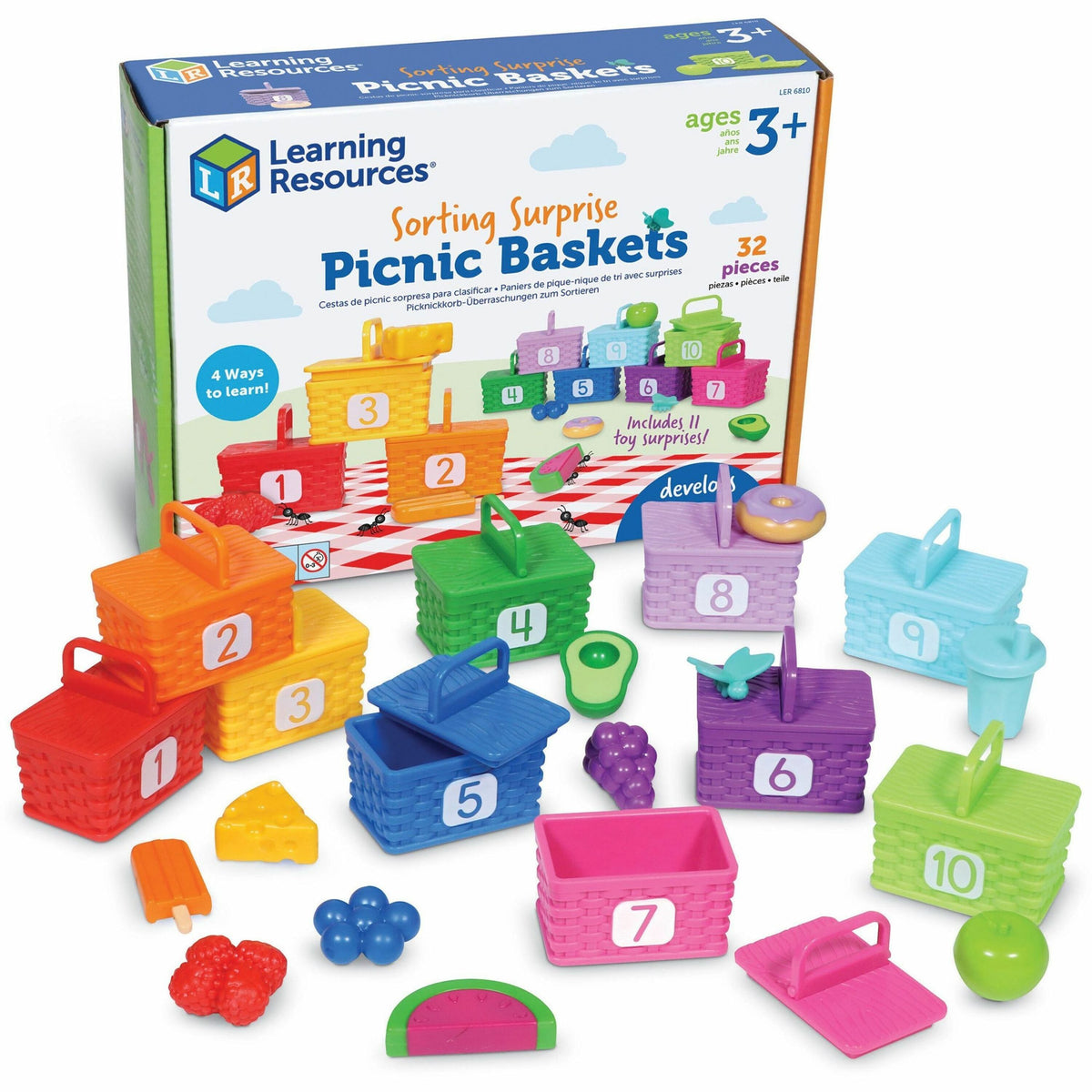 Learning Resources Sorting Surprise Picnic Baskets - Learning Toy - 3-7 Year - 32 Pieces - Multi