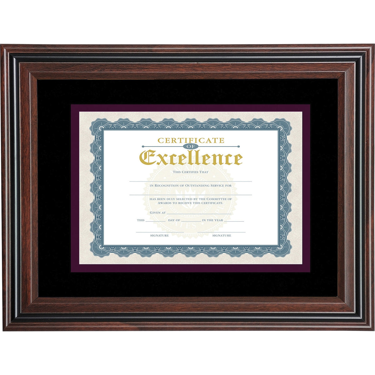 Advantus Double Matted Certificate Frame - 11" x 14" Frame Size - Vertical, Horizontal - Double Mat, Dust Resistant, Deb