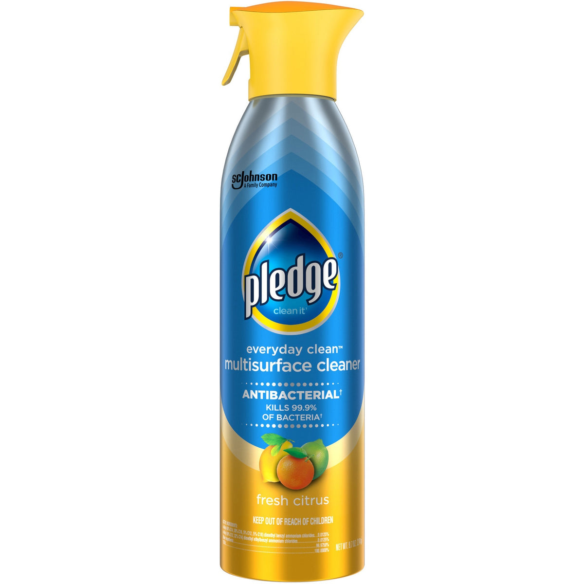 Pledge Everyday Clean Antibacterial Multisurface Cleaner - 9.7 fl oz (0.3 quart) - Fresh Citrus Scent - Anti-bacterial -