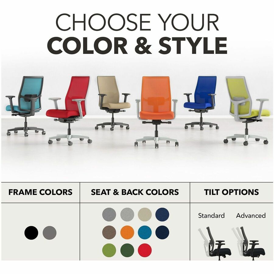 HON Mid-Back Task Chair - Mid Back - Black - Armrest - 1 Each