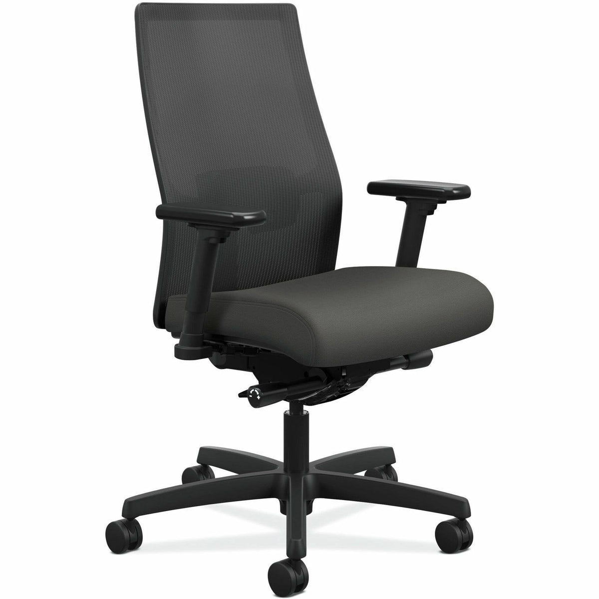 HON Ignition Black Mesh Back Chair - Fabric Seat - Iron Ore Seat Color - Fabric, Polyurethane Seat Material - Black Back