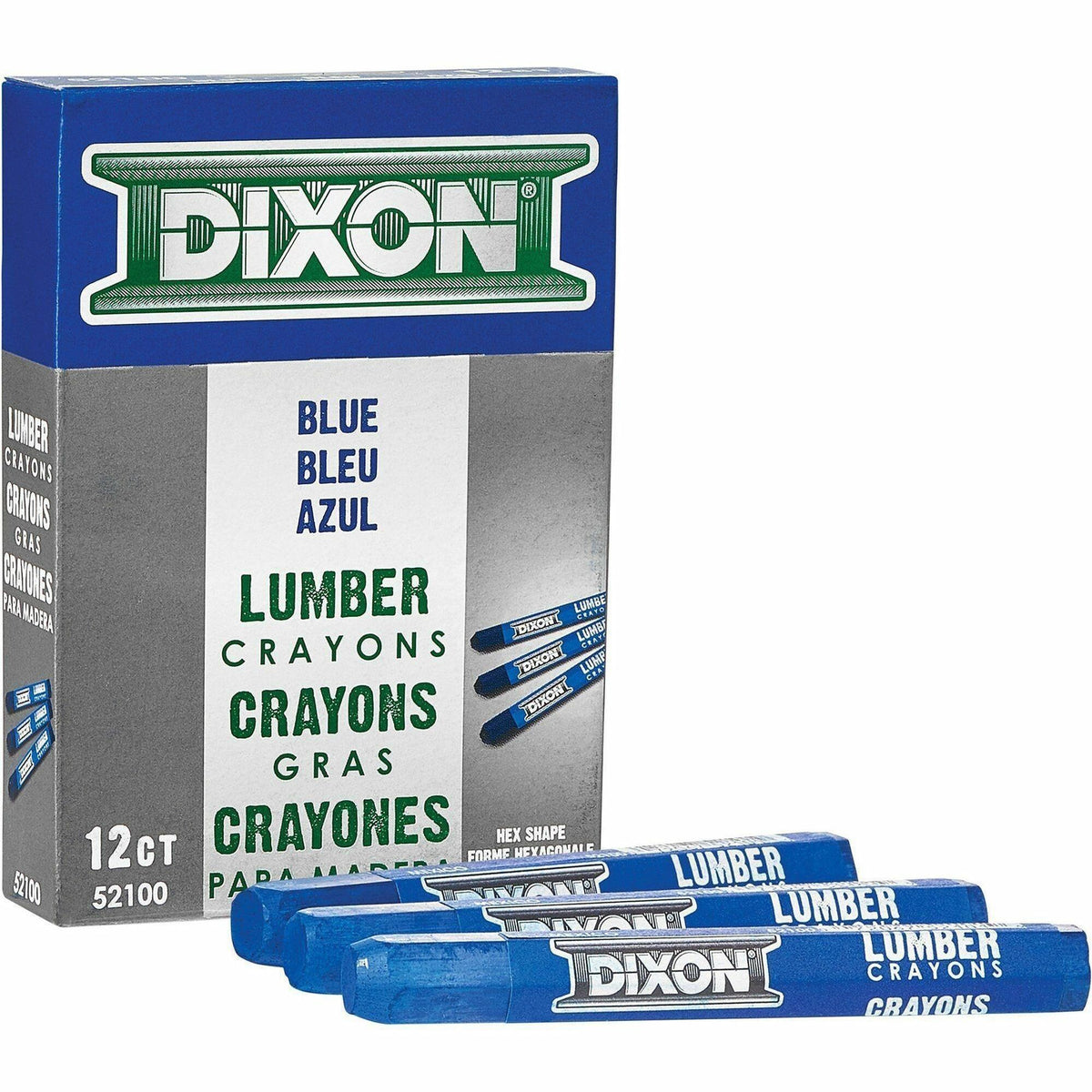Dixon Industrial Lumber Crayons - Blue - 12 / Box