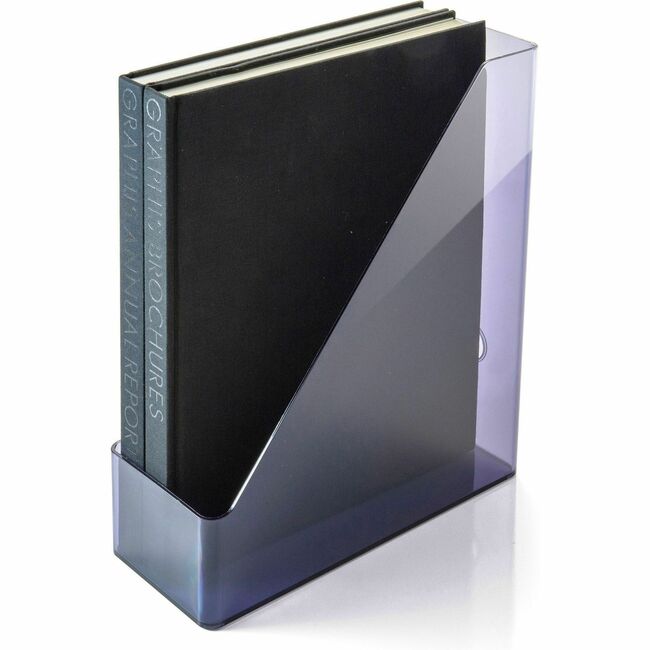 Officemate Literature/Magazine Holder - Vertical - 12.2" Height x 10.3" Width x 4.3" Depth - Plastic - Translucent Gray