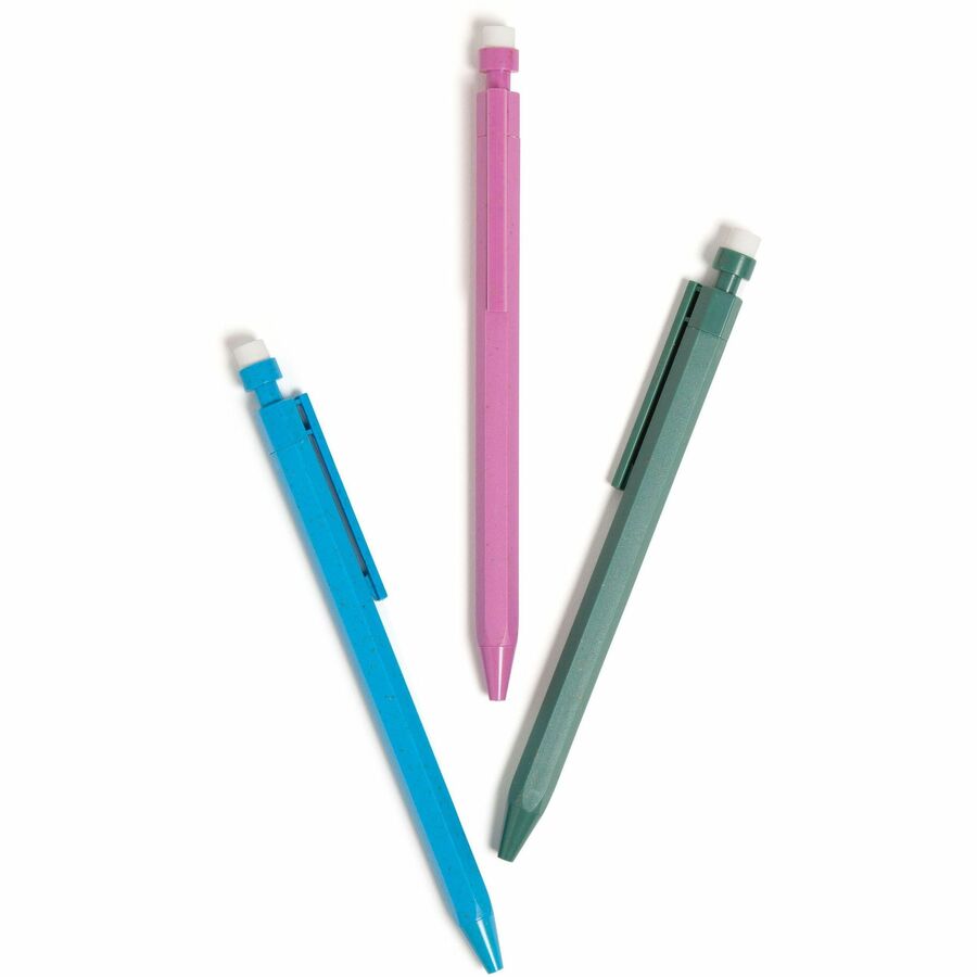 U Brands U-Eco Speckled Hex Mechanical Pencils - 0.7 mm Green, Pink, Blue, Gray Lead - HB/#2 - Refillable - Green, Pink,
