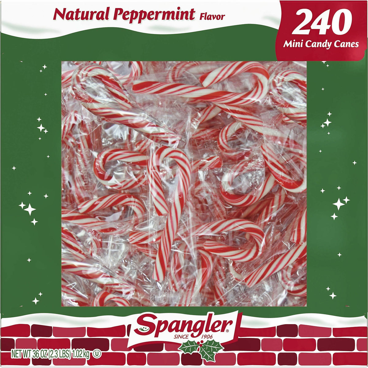 Spangler Peppermint Candy Canes - Peppermint - Individually Wrapped, Gluten-free - 240 /Box - 8 / Carton