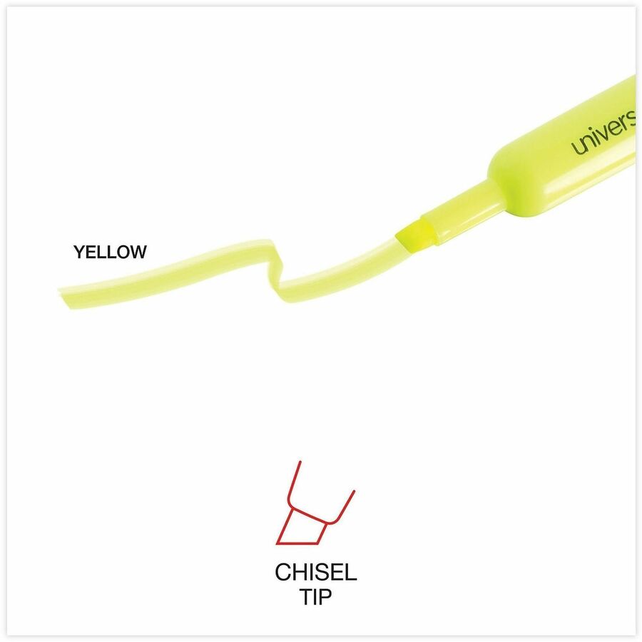 Universal Highlighter - Fluorescent Yellow Ink - Yellow Barrel - 12 / Dozen