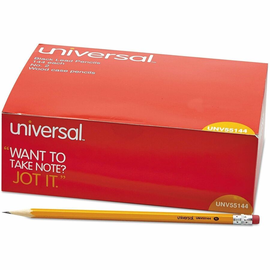 Universal Wood Pencil - Black Lead - HB/#2 - Yellow Wood Barrel - 144/Box - 144 / Pack