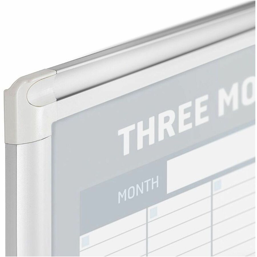 MasterVision 3-Month Calendar Board - 36" (3 ft) Width x 24" (2 ft) Height - White Lacquered Steel Surface - Aluminum Fr