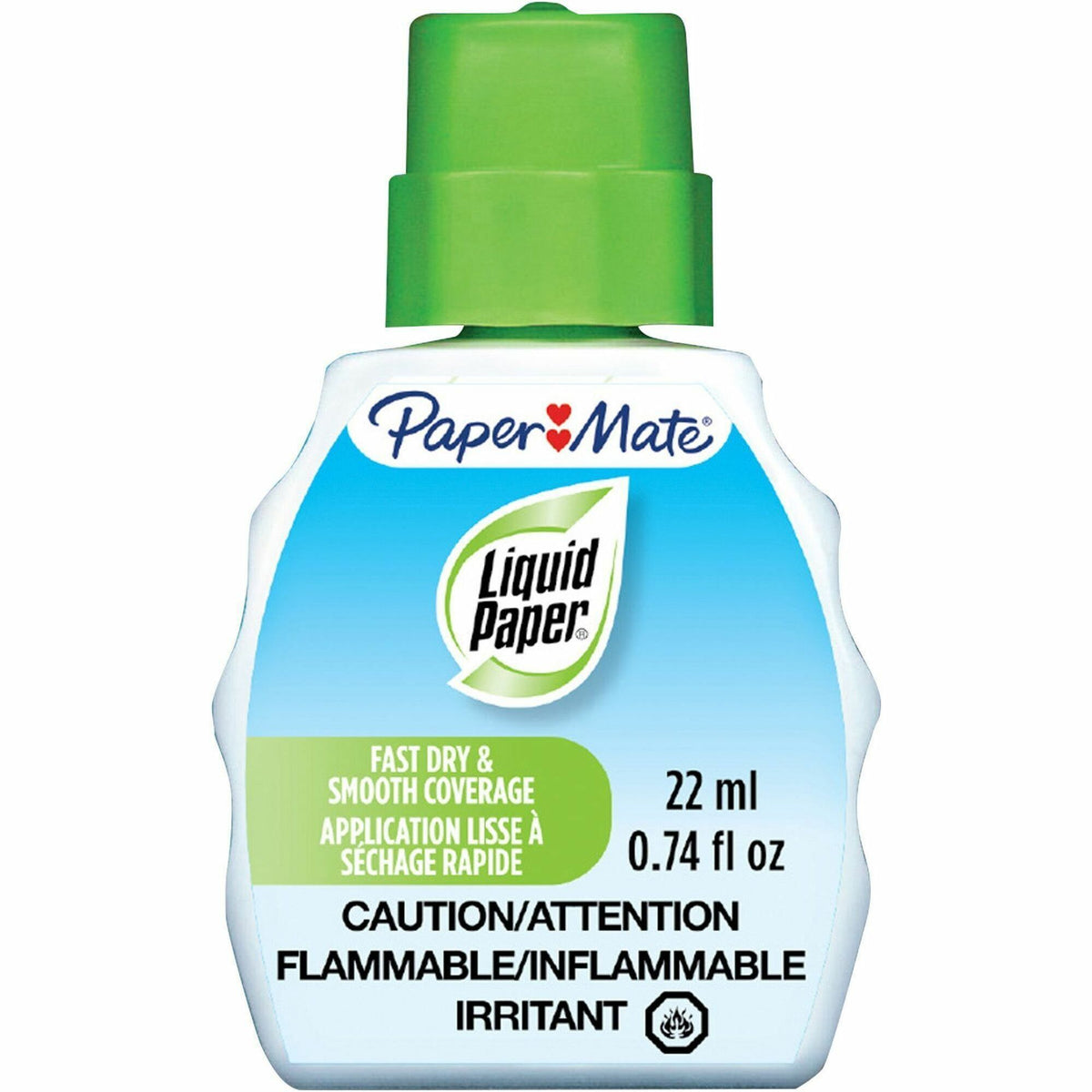 Paper Mate Liquid Paper Fast Dry Correction Fluid - 22 mL - Bright White - Fast-drying - 12 / Dozen