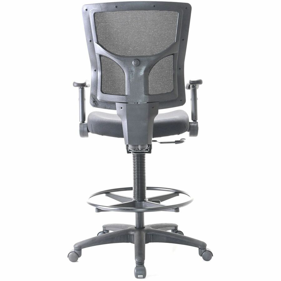 Lorell Conjure Office Stool - Fabric, Polyurethane, Molded Foam Seat Material - Black - Armrest - 1 Each