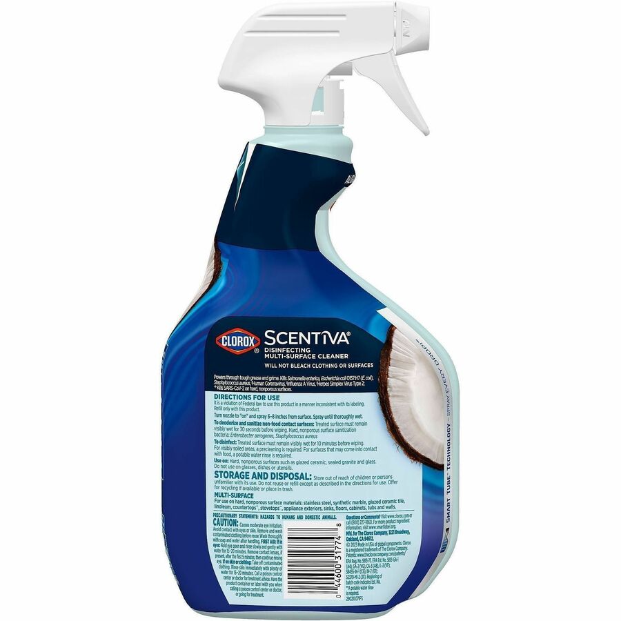 Clorox Scentiva Multi-Surface Cleaner - For Multi Surface, Home, Multipurpose - Spray - 32 fl oz (1 quart) - Coconut & W