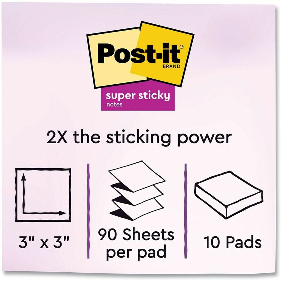 Post-it® Super Sticky Pop-up Notes R330-10SSJOY, 3 in x 3 in (76 mm x 76 mm) - 900 - 3" Flag/Note Width x 3" Flag/Note L