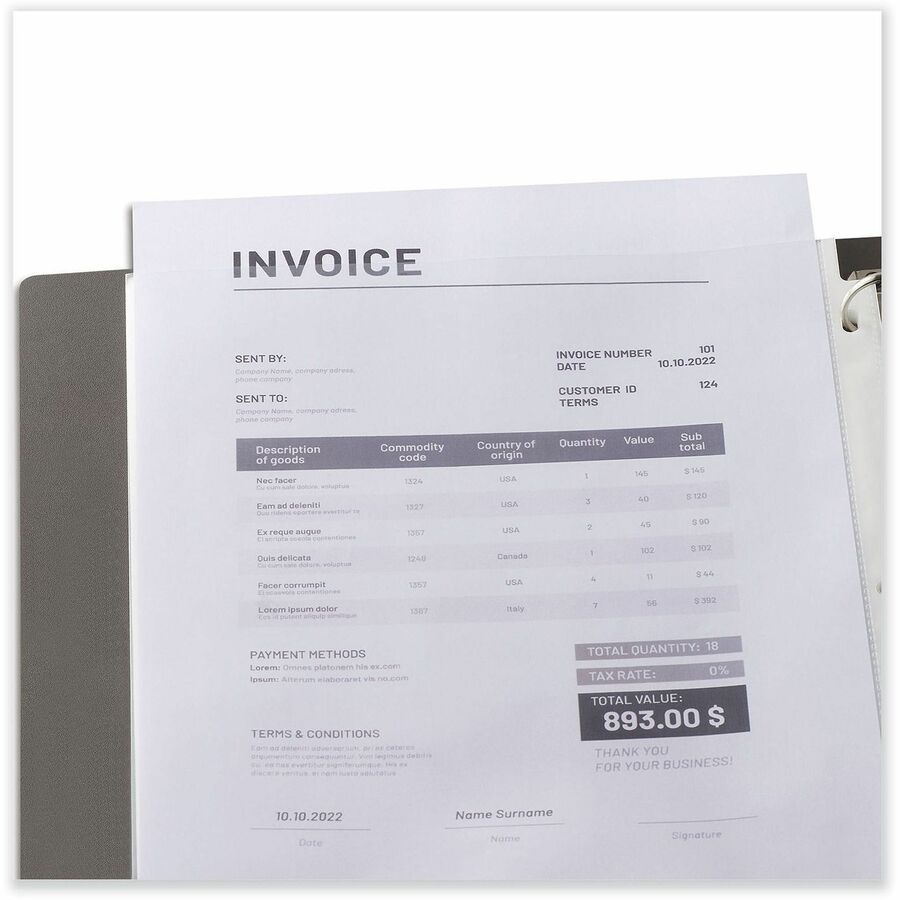 Universal Sheet Protector - 2 x Sheet Capacity - For Letter 8 1/2" x 11" Sheet - 3 x Holes - Ring Binder - Top Loading -