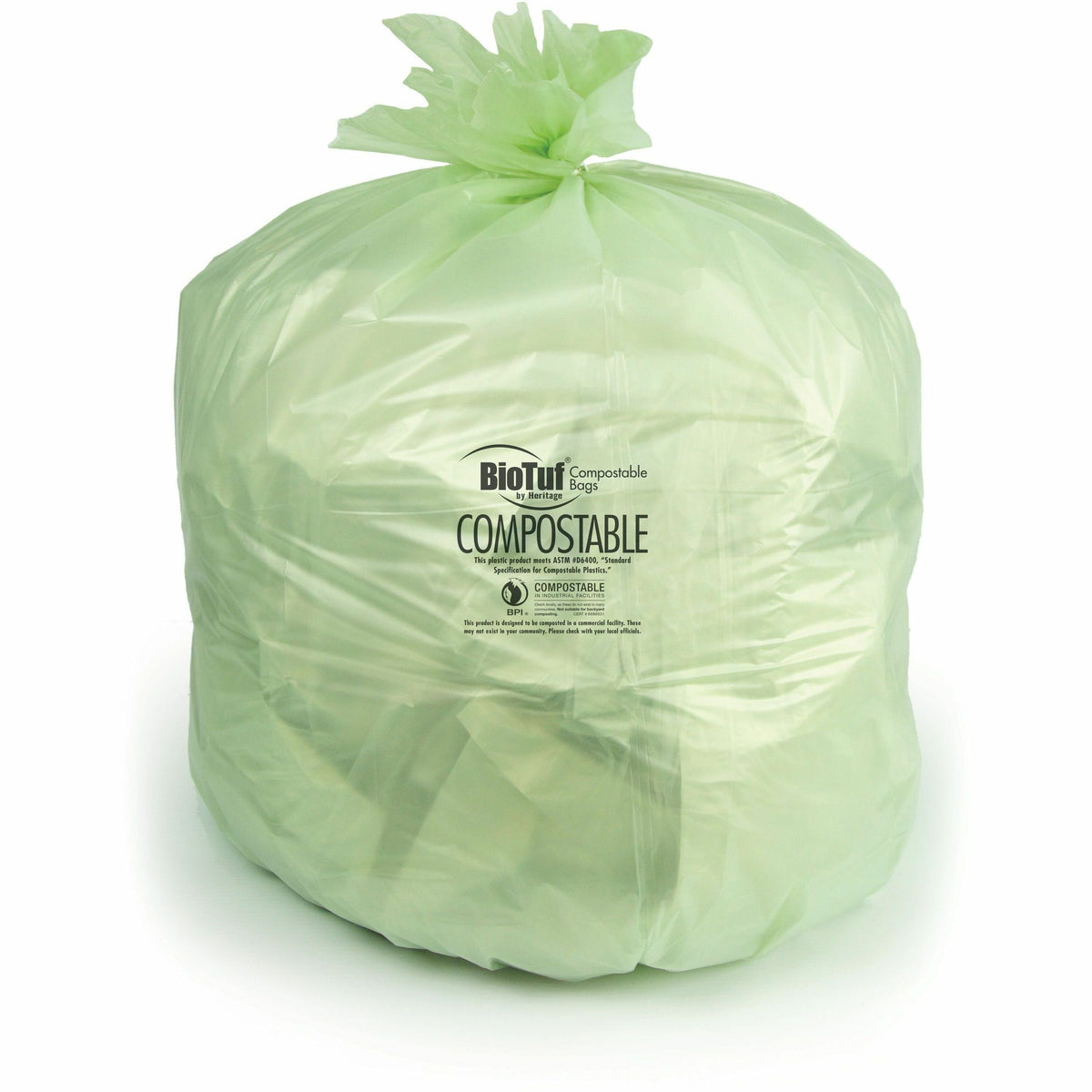 Heritage BioTuf Trash Bag - 13 gal Capacity - 24" Width x 32" Depth x 0.88 mil (22 Micron) Thickness - High Density - Gr