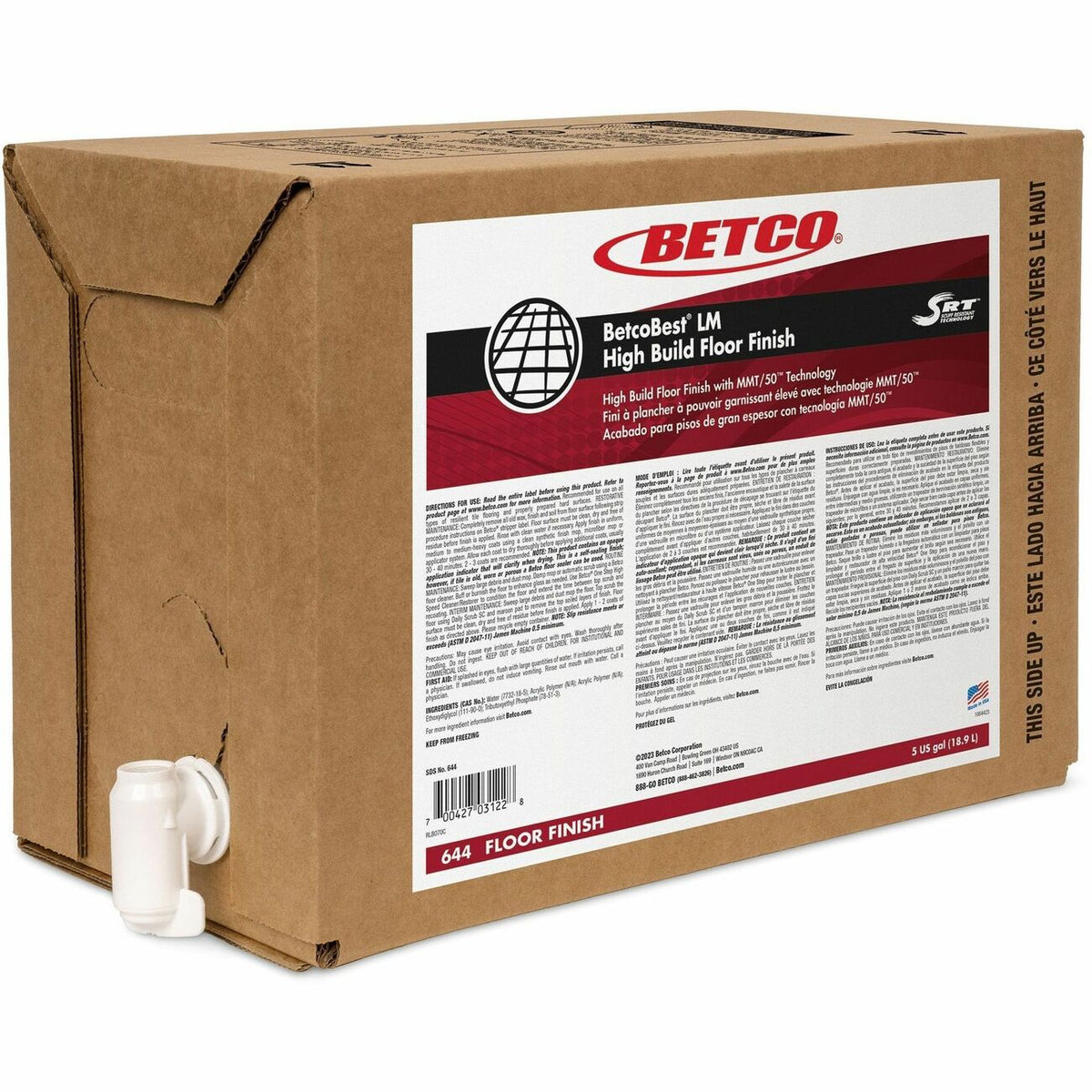 Betco BetcoBest LM Floor Finish - For Floor, Tile, Hard Surface - Liquid - 640 fl oz (20 quart) - 9 pH - Mild Scent - 1