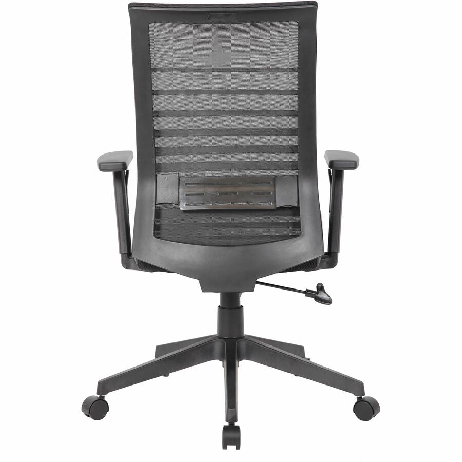 Boss Horizontal Mesh Back Task Chair - Vinyl Seat Material - Mesh Back Material - 5-star Base - Black - Armrest - 1 Each