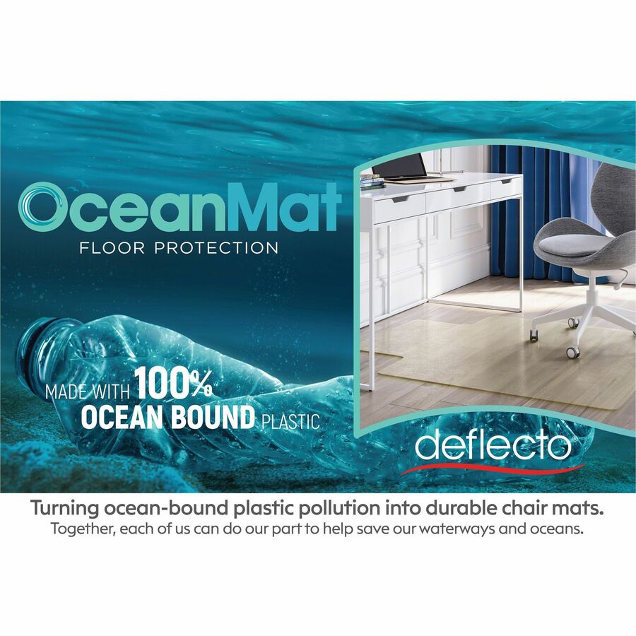 Deflecto OceanMat Chair Mat for Hard Floor - Hard Floor, Wood Floor, Tile Floor, Laminate Floor, Floor, Commercial - 60"