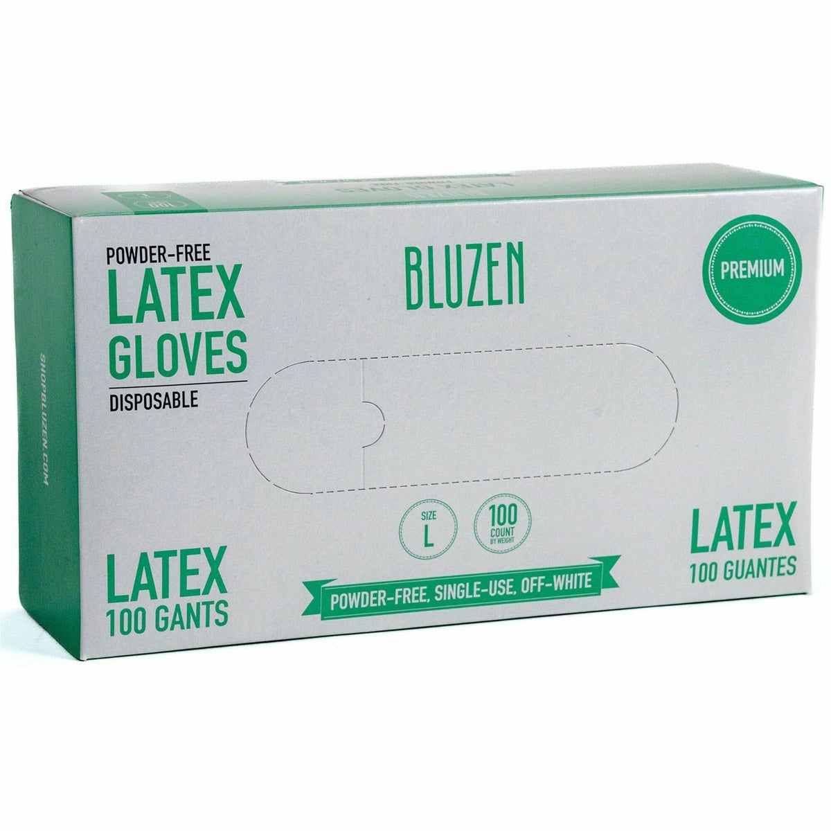 BLUZEN Powder-Free Latex Gloves - 4 mil Thickness - Large Size - Latex - Off White - Comfortable - For Healthcare, Gener