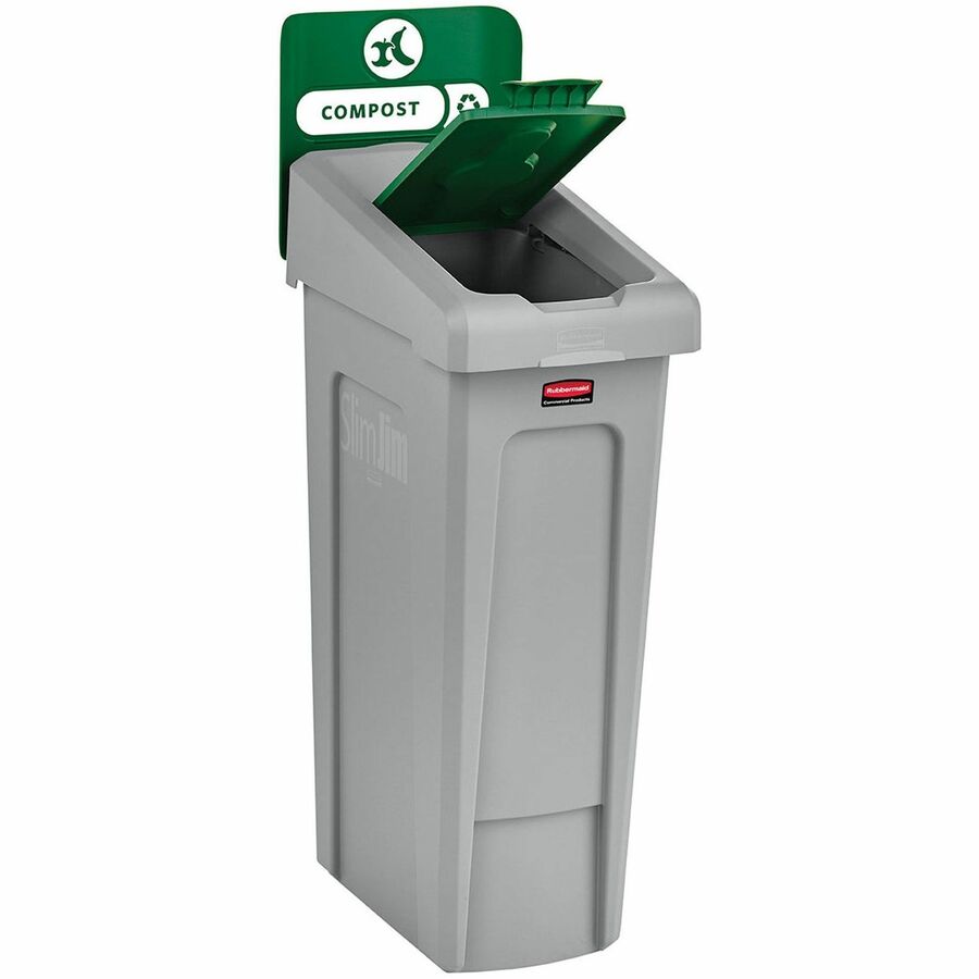 Rubbermaid Commercial Slim Jim Recycling Station 1-Stream Compost, 23 Gal - 23 gal Capacity - For Commercial - Durable,