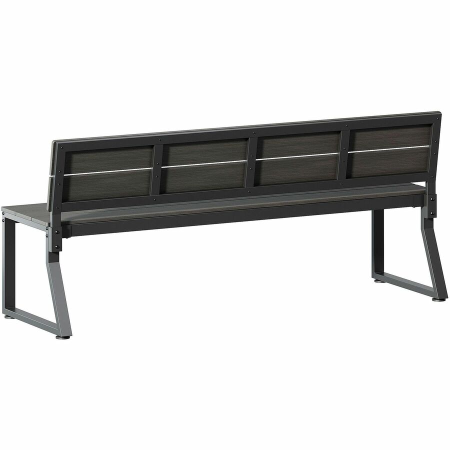 Lorell Faux Wood Outdoor Bench - 31.5" Height x 72" Width x 22.6" Depth - Material: Faux Wood, Polystyrene - Finish: Gra