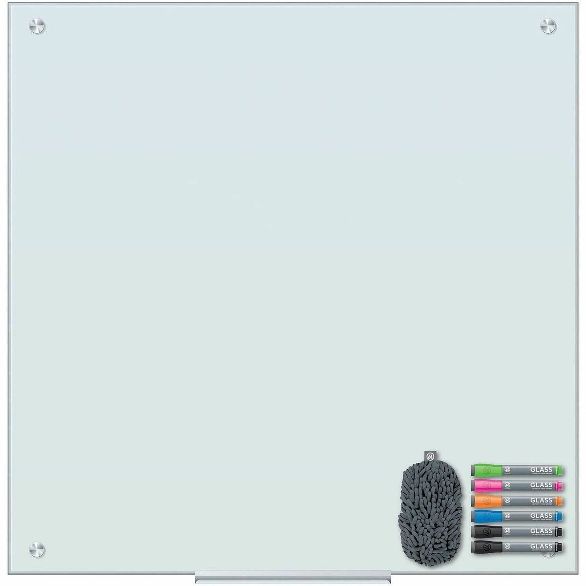 U Brands Magnetic Frosted-Glass Dry-Erase Board - 36" (3 ft) Width x 36" (3 ft) Height - White Glass, Tempered Glass Sur