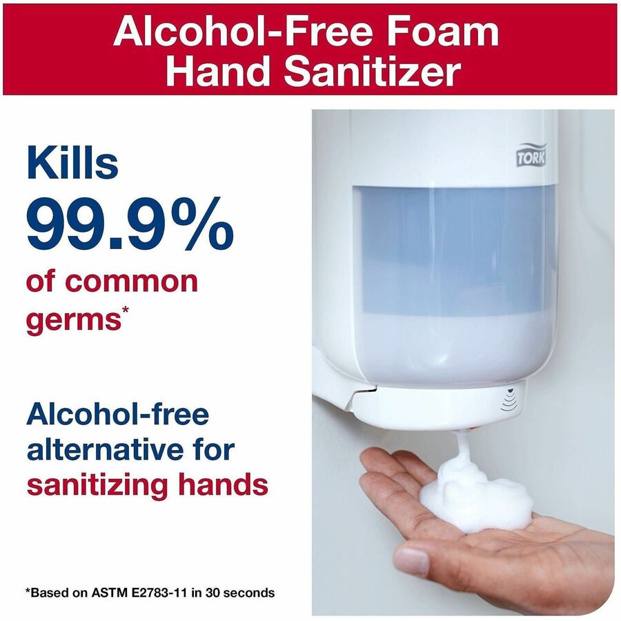 TORK Hand Sanitizer Foam Refill - Fragrance-free Scent - 1.06 quart - Pump Bottle Dispenser - Bacteria Remover, Kill Ger