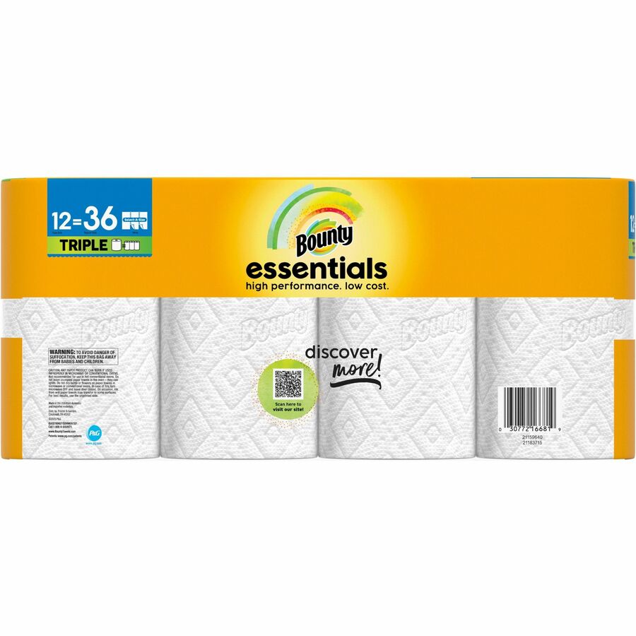 Bounty Essentials Paper Towels - Yellow - PaperRoll - 162/Roll - 12 / Carton