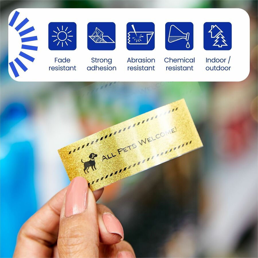 Brother P-touch Tze Label Tape - 15/32" Width - Glitter Gold - Laminated - Water Resistant - 1 Each
