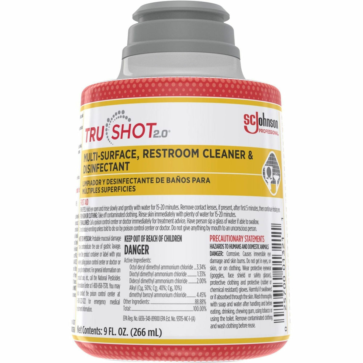 TruShot 2.0 Restroom Cleaner - For Multi Surface, Multipurpose - Concentrate - 9 fl oz (0.3 quart) - 4 / Carton