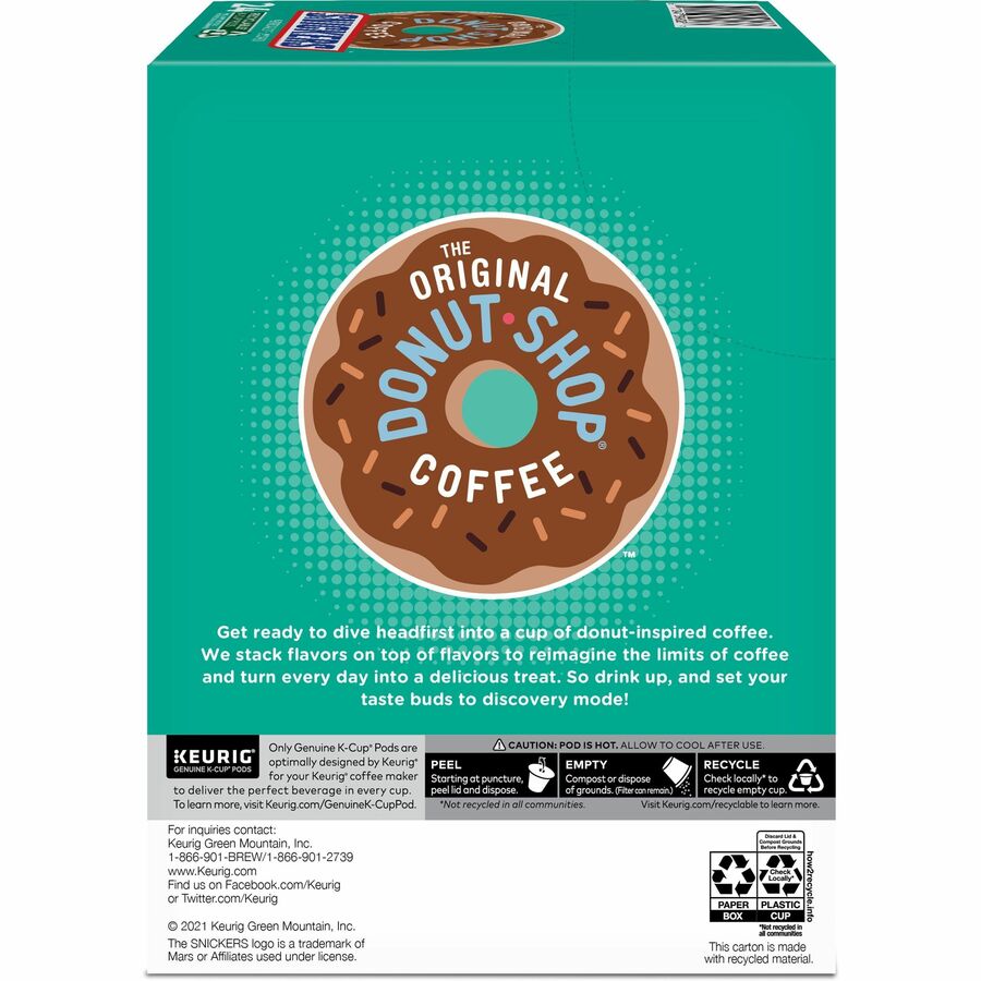 The Original Donut Shop K-Cup Snickers Coffee - Compatible with Keurig Brewer - Mild - Per Box - 24 K-Cup - K-Cup - Snic