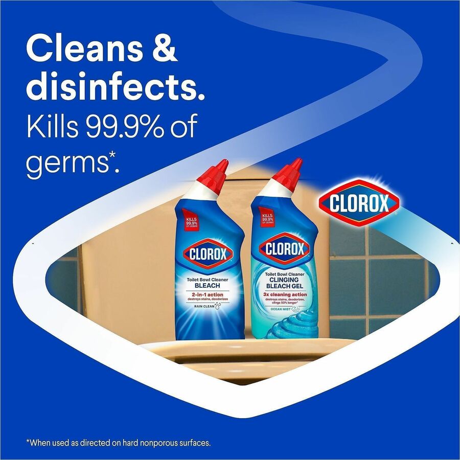 Clorox Toilet Bowl Cleaner with Bleach - For Toilet, Toilet Bowl - 24 fl oz (0.8 quart) - Rain Clean Scent - 1 Each