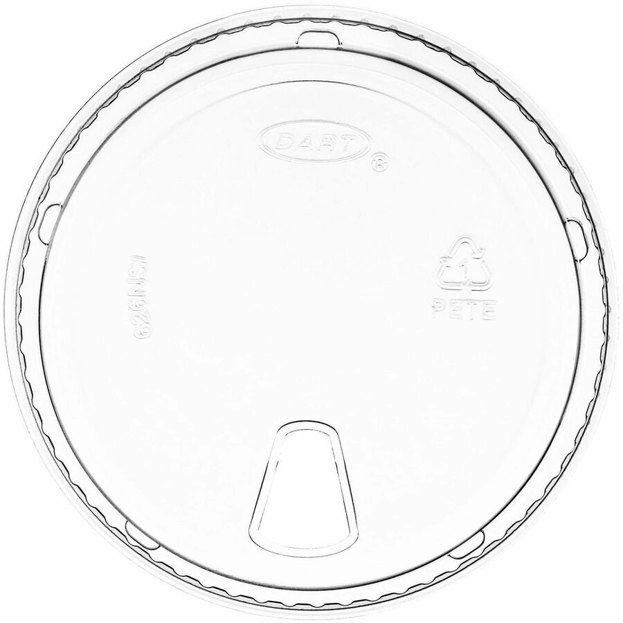 Dart 12-24 oz PET Strawless Lid - Clear - 4" Diameter - Polyethylene Terephthalate (PET) - Clear - 100 / Pack