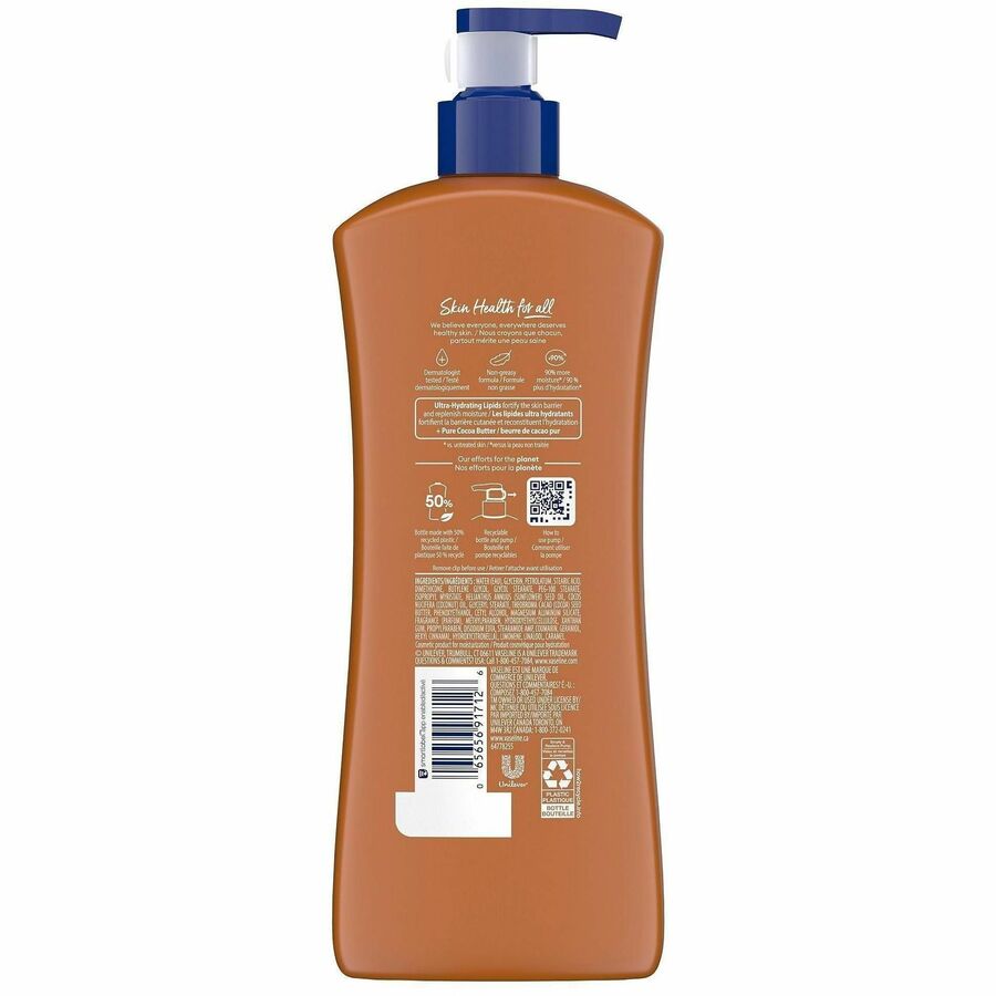 Vaseline Cocoa Radiant Hydrating Lotion - Lotion - 20.30 fl oz - For Dry Skin - Applicable on Body - Skin - 4 / Carton